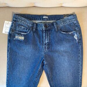 Urban Outfitters BDG Slim Boyfriend Distressed Dark Blue Jeans Emo Grunge